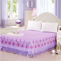 침대 단품 공주 뉴타입 이불커버 w세트 심플 치마 더블 수납의자, C04-180cmx200cm, T07-천송이 장미-퍼플스커트