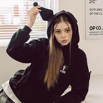 후드 맨투맨 TGMH22T1K, 09 BLACK