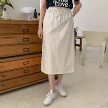 여자 베이직 뒷트임 편한 허리밴딩 데일리 롱스커트