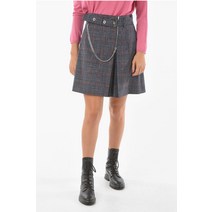 Alberta Ferretti 울 블렌드 하이 웨스트 미니스커트 위드 체인 디테일 A010551251555