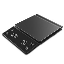 커피저울 타이머가있는 3kg 0.1g 디지털 전자 커피 저울 배터리가없는 고정밀 주방, 01 Black, 한개옵션2, 한개옵션1