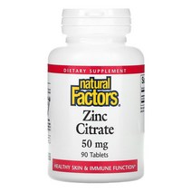 네추럴 펙터스 Natural Factors 구연산 아연 50mg 정제 90정옵션확인필수, 15 mg