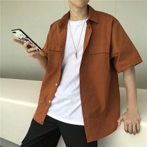 SJW 남성 무지 반팔 셔츠 남방 플랩포켓 루즈핏 카라 상의 봄 여름 베이직 6컬러