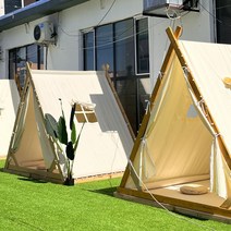 대형 오토 캠핑장 글램핑 텐트 쉘터 야영장 바베큐장, 삼각 텐트 2x2