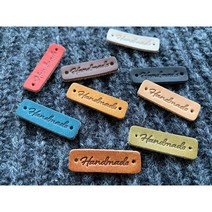핸드메이드 가죽라벨 M3009-NO2 HANDMADE 천연소가죽 뜨개질 라벨, 내추럴