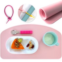 마이엘리 실리콘테이블매트+매트보관용실리콘타이, 1인, 핑크
