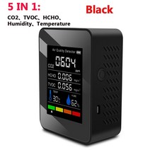 공기질측정기 다기능 5in 1/6 in 1 CO2 미터 디지털 온도 습도 측정기 이산화탄소 TVOC HCHO 감지기 대기 질 모니터, [01] Type2 5 in 1 Black