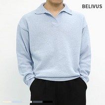 빌리버스 남자 니트 BWWT010 카라 긴팔 부클레 린넨 티셔츠