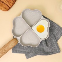하트 4구 계란 후라이팬 에그팬 코팅 인덕션겸용, 그린