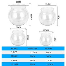 어항 미니 유리 Betta 물고기 탱크 원형 회전 그릇 수족관 액세서리 거북이 파충류 새우, M