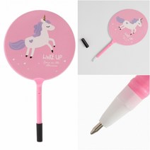 템팜 유니콘 부채 0.5MM 볼펜 핑크 개업선물 기념품 홍보물품