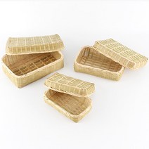대나무 직사각 석작 한과바구니 대나무함 한과상자 폐백 떡바구니 명절 1, 중(가로42cm)
