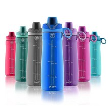 Pogo BPA 프리 트라이탄 플라스틱 물병 처그 뚜껑 포함 510.3ml(18온스) 그레이, 32oz, Blue, Blue