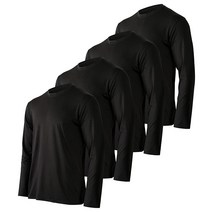 4벌 세트: 남성용 드라이핏 수분 흡수 기능성 긴소매 티셔츠 자외선 차단 아웃도어 액티브 운동 크루 탑 세트 H Large