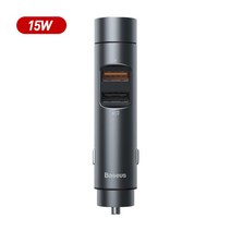 baseus fm 송신기 car wireless bluetooth 5.0 fm radio modulator car kit 3.1a usb car charger 핸즈프리 오디오 mp, 협력사, 15w 회색