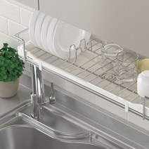 상부장 식기건조대 주방 행거레일 걸이형 선반 화이트