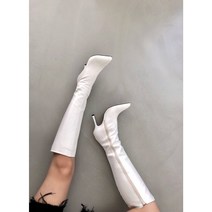 [무료배송 이니드 예술적라인 롱부티] 퓨어화이트 스틸레토 세모앞코 옆지퍼 하이높은굽 부츠 /사진보다 예쁜 실물깡패 가격대비 만족 발이 편한 깨끗한 핏한 폭이 넓지않은 /