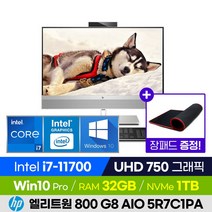 [장패드 증정!] HP 엘리트원 800 G8 AIO 24 5R7C1PA 업무사무용 가정용 24인치 올인원PC (코어i7-11700/UHD그래픽/윈도우10 Pro), 1TB, 32GB, 윈도우 포함