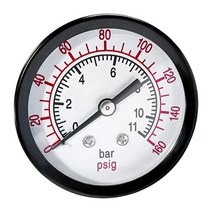 Beduan 공기 압축기용 압력 게이지 5.1cm(2인치) 다이얼 센터 백 마운트 0.6cm(1/4인치) NPT 0-160 Psi 582378, 1/4
