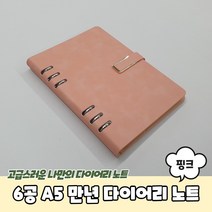 데일리다이어리 교무수첩 데일리 6공 A5 만년 다이어리 노트 핑크, 본상품선택