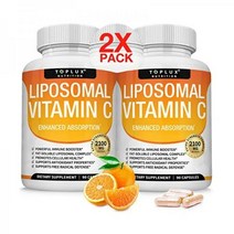 Toplux 리포좀 비타민C 90캡슐 2100mg 고 지용성 VITC 콜라겐 부스터 MCT 오일 해바라기 레시틴 아소르브산, Two