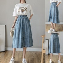 청치마 여성 여자 여름 데님 청 미니 롱 주름 트윗 트임 A라인 H라인 패션 의류 치마 스커트 오래달리기 L2207