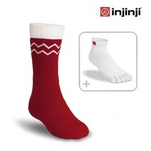 INJINJI 인진지 양말 뉴 에코울 퍼포먼스 발가락 양말 등산 양말 스포츠 양말, S (215~250mm), 레드