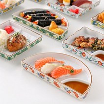 cocooning by JAPAN 화사 정갈한 꽃무늬 나눔 일식 접시, 직사각, 벚꽃