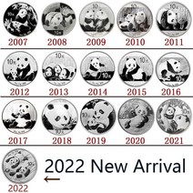 세계 화폐 해외 동전 2007 - 2022 팬더 은화 기념 주화 수집용 리얼 오리지널 은화 중국 10위안 구정 선물 주화, 빈 상자(동전 없음)
