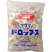사쿠마 제과 드롭프스 깡통 레트로 옛날 캔디 과일맛 사탕 리필 1kg 1봉지 일본, 기본