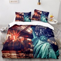 자유의 조각상 킹 사이즈 마이크로파이버 건물 침구 뉴욕, 3 140x210cm 3pcs