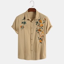 남자 린넨 셔츠 자수 봄 여름 남성 캐주얼 면마 마 상의 mens summer linen shirts KB0129