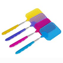 RMISODO 4 Pieces Plastic Fly Swatter Extendable Manual Swat Fly Tool with Stainless Steel Telescopic, 1