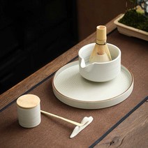 말차 거품 그릇 세트 차 일본식 컵 도구 패키지 티, 화이트 말차 그릇 5종 세트