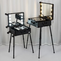 LED 화장품 보관함 메이크업 박스 휴대용 조명 수납함 정리함, FREE, 22인치 블랙 2색 수동 LED 전구 브래킷X