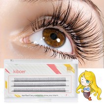 Kiboer 포이트 속눈썹 인조 자연스러운 걸그룹 타입 삼각형 디테일, 1개, 블랙 8+10+12mm 1세트