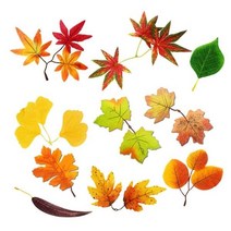 가을 장식 모형 낙엽 조화 단풍잎 은행잎 나뭇잎, 초록 단풍잎