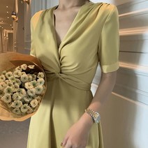 여성 샤틴 원피스 봄 여름 여자 브이넥 롱 원피스 satin dress JX0180
