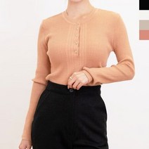 부드러운 버튼 골지 라운드 니트티 여자 편한코디