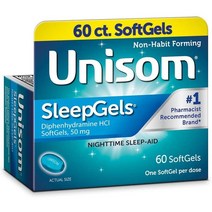 유니솜 Difenhidramina HCI 50mg 60 카운트 / Unisom Difenhidramina HCI 50mg 60 SoftGels