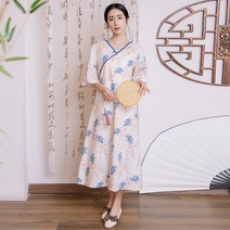 소녀풍원피스 차이나 젊은 민국풍 스윗 A라인 에스닉 무드 클래식 단아한 마원피스 여름 타입 2183535208