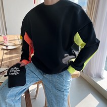 형광 배색 기모 어깨넓어보이는 목안늘어나는 레이어드 맨투맨