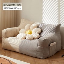 미니소파 소파 패브릭 미니 게으른 작은 아파트 침실 여성은 거짓말과 수면실 싱글 더블 의자 간단한 그물 빨간 스타일 귀여운 수 있습니다, 더블_ 더블 사이즈 베이지 + 라이트