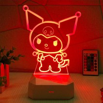 kuromi 무선 led등 무드등 아크릴 집들이선물 집들이선물, 충전/리모컨/16색