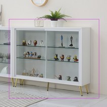 [모던탑21] 골드- 슬라이드 1200 유리 장식장 미닫이, 모델/색상:골드 슬라이드 1200장식장(화이트)