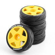 1/10 RC 랠리 온로드 레이싱 타미야 TT02 XV01 HSP 94123 HPI 교쇼 wltoys용 65mm 플라스틱 휠 림 고무 타이어 4 피스, [14] 1 B yellow