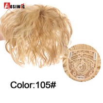 자연스러운 남자가발 부분가발 AOSI 남성용 인조 모발 합성 천연 토퍼 클로저 헤어피스 헤드 탑 교체 블록 보이지 않는 커버에 적합 흰 머리, [32] BF09-105, 1개