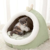길냥이급식소 강아지 방음부스 고양이 격리장 인디언텐트 sweet cat bed 따뜻한 애완 동물 바구니 아늑한 안락 의자 쿠션 집 텐트 매우 부드러운 작은 개 매트 가방 세척, m40x40x32cm, 그린 드래곤