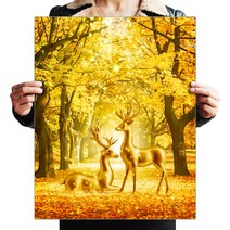 FASEN 액자 캔버스형 보석십자수 DIY 키트 40 x 50 cm, ZSH166.카네사슴