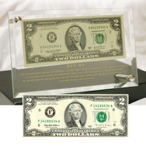인터바겐 행운의 2달러 지폐 화폐 유리 액자 케이스 선물 액자세트, 유리액자 (2달러지폐 미포함)